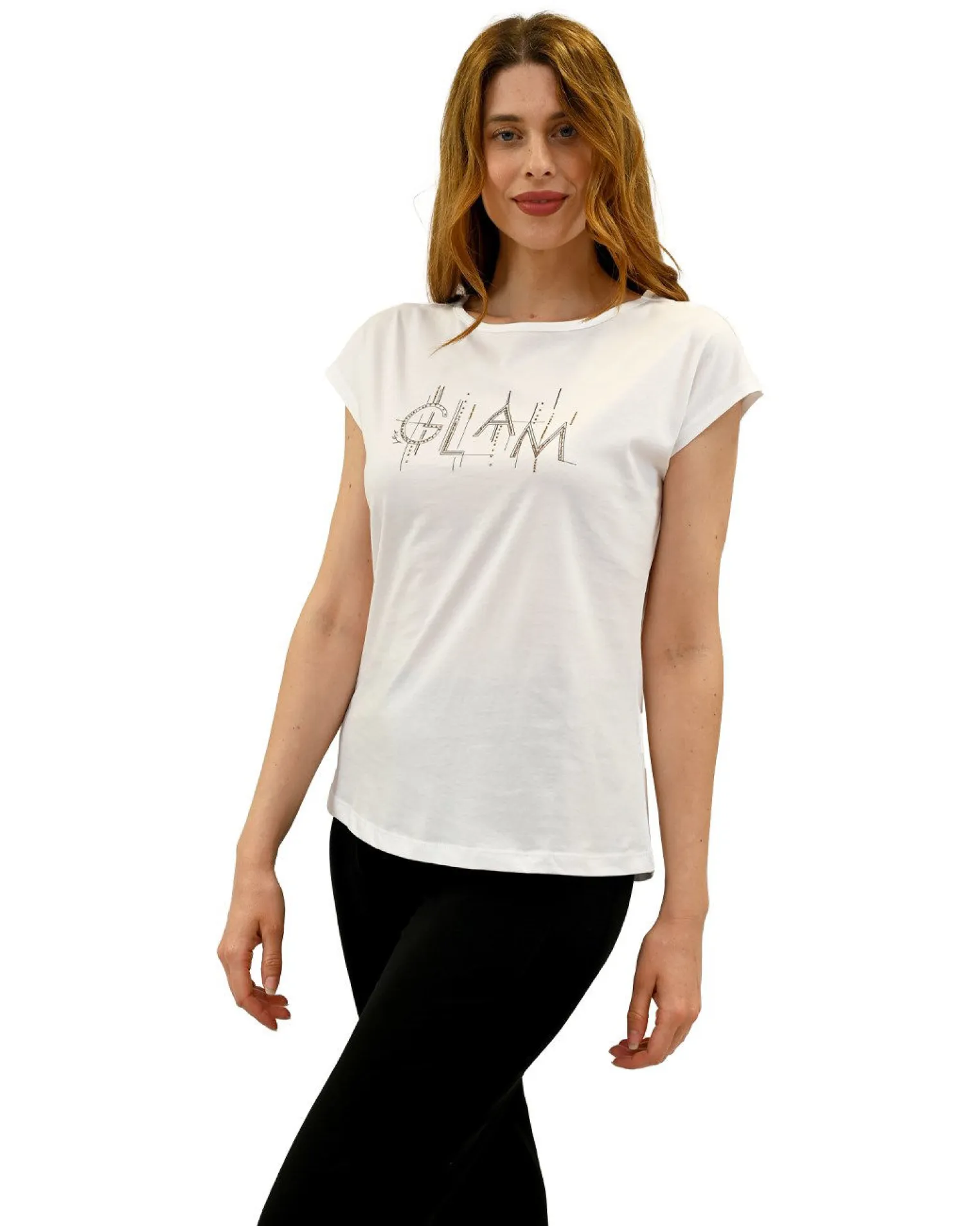 KEY UP - MAGLIA MEZZA MANICA DONNA BIANCA GLAM - 5S894/0001
