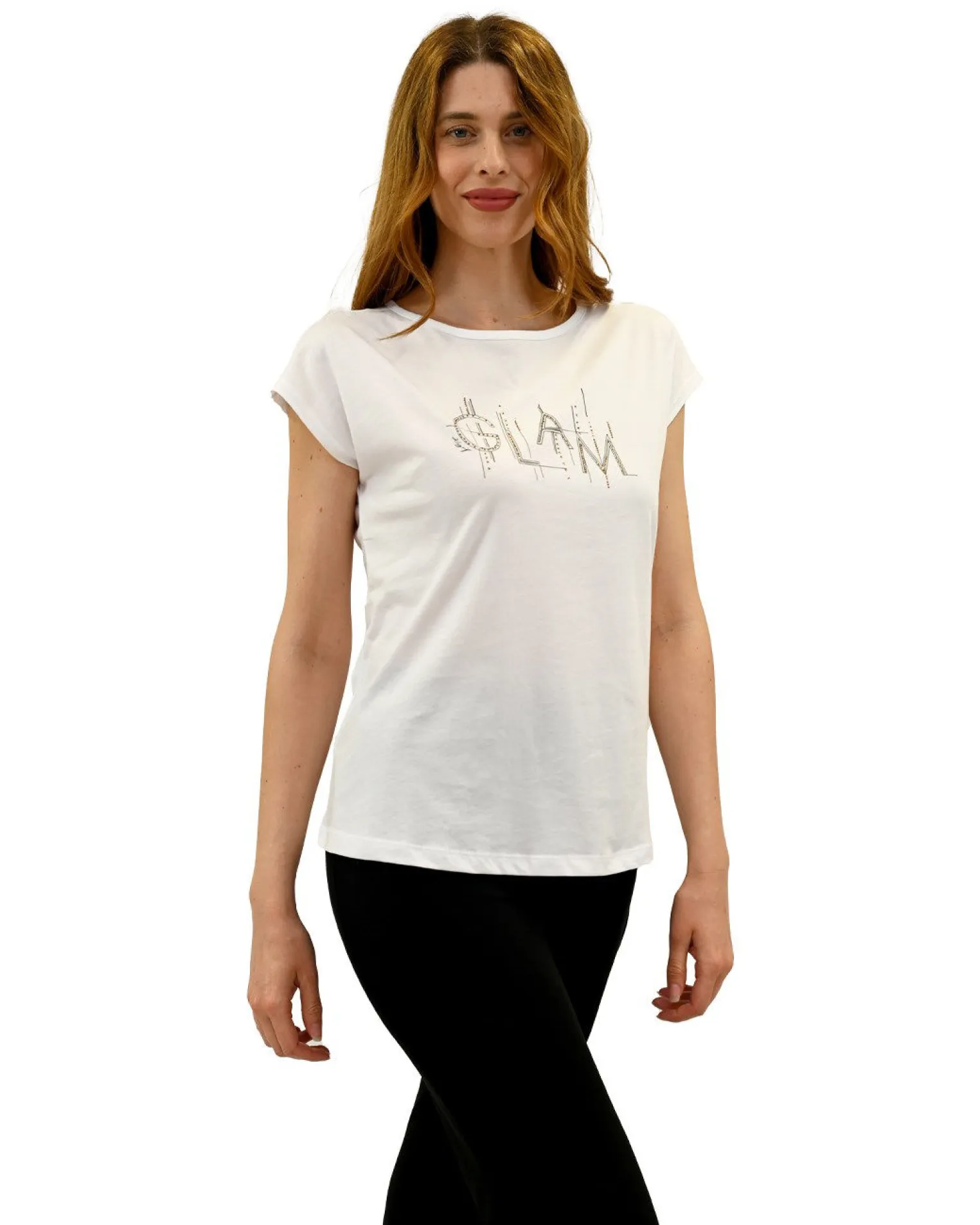 KEY UP - MAGLIA MEZZA MANICA DONNA BIANCA GLAM - 5S894/0001