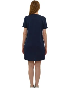 KEY UP - VESTITINO DONNA MEZZA MANICA BLU CON STAMPA FLOREALE-  5S889/1265