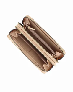 LANCETTI - Portafoglio bianco loggato con due scomparti principali, polsiera removibile
