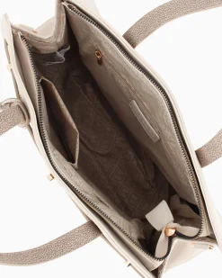 LAURA BIAGIOTTI - Borsa due manici naturale con ciondolo removibile e dettaglio cinturino con girello, tracolla removibile
