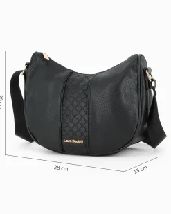 LAURA BIAGIOTTI - Borsa mezzaluna nera con tasca posteriore