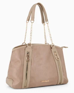 LAURA BIAGIOTTI - Borsa shopping terra scamosciata con due tasche frontali