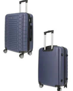 LAURA BIAGIOTTI - TROLLEY BLU IN ABS E 4 RUOTE DOPPIE CON STAMPA TARTARUGATA