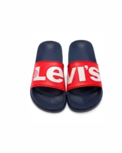 LEVI'S - CIABATTA DA BAMBINO BLU CON FASCIA ROSSA, NUMERATA 28/35 - VPOL0189S