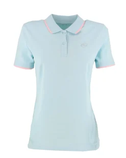 LOTTO - POLO  MEZZA MANICA DONNA CLASSICA STC PQ CELESTE CON RIGHINO ROSA -  213501/D52