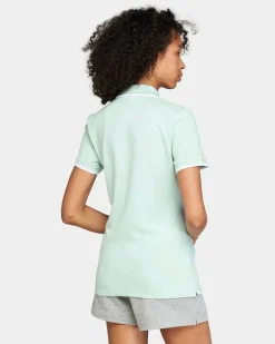 LOTTO - POLO  MEZZA MANICA DONNA CLASSICA STC PQ VERDE ACQUA ON RIGHINO BIANCO - 213501/BXW