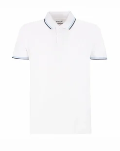 LOTTO - POLO MEZZA MANICA UOMO BIANCA CON RIGHINO CELESTE E BLU CLASSICA  - 219238/BXC