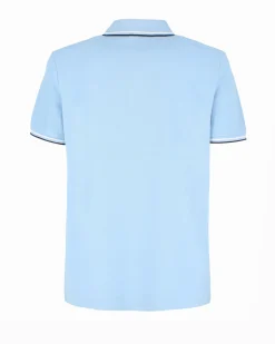 LOTTO - POLO MEZZA MANICA UOMO CELESTE CON RIGHINO BIANCO E BLU CLASSICA  - 219238/BXI
