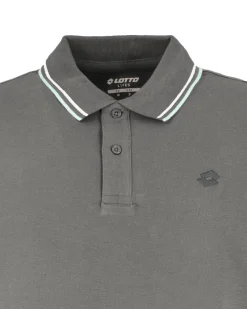 LOTTO - POLO MEZZA MANICA UOMO GRIGIA CON RIGHINO CELESTE E BIANCA CLASSICA  - 219238/D7A