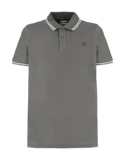 LOTTO - POLO MEZZA MANICA UOMO GRIGIA CON RIGHINO CELESTE E BIANCA CLASSICA  - 219238/D7A