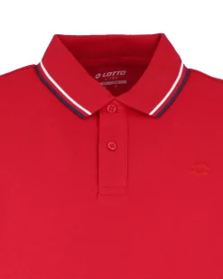 LOTTO - POLO MEZZA MANICA UOMO ROSSA CON RIGHINO BLU E BIANCA CLASSICA  - 219238/1TD