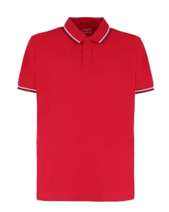 LOTTO - POLO MEZZA MANICA UOMO ROSSA CON RIGHINO BLU E BIANCA CLASSICA  - 219238/1TD