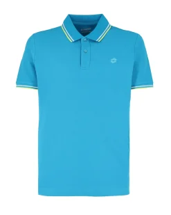 LOTTO - POLO MEZZA MANICA UOMO TURCHESE  CON RIGHINO BIANCO E GIALLO CLASSICA  - 219238/1S