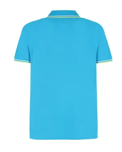 LOTTO - POLO MEZZA MANICA UOMO TURCHESE  CON RIGHINO BIANCO E GIALLO CLASSICA  - 219238/1S