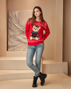 MAGLIA MANICA LUNGA ORSO NATALE