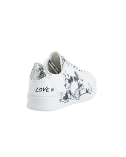 MINNIE - Scarpa sneakers bianca da donna con stampa laterale e lacci love