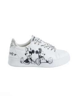 MINNIE - Scarpa sneakers bianca da donna con stampa laterale e lacci love