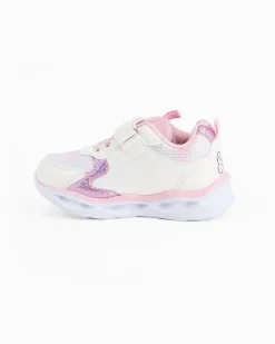 MINNIE - Sneakers bianca e rosa da bimba con luci e strappo
