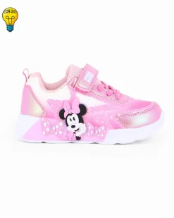 MINNIE - Sneakers rosa da bimba con luci e strappo, numerata 24/30
