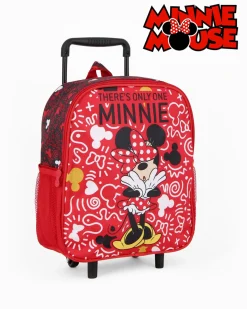 MINNIE - Zaino trolley rosso con tasche laterali