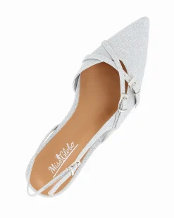 MISS GLOBO - Ballerina slingback argento a punta in lurex con cinturini incrociati