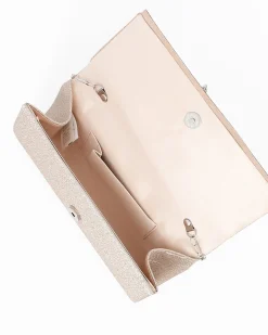 MISS GLOBO - Bustina rose gold glitterata con fiocco di strass e finitura sulla patta