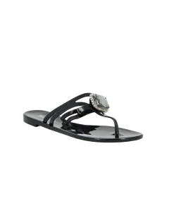 MISS GLOBO - Ciabatta infradito nera con diamante