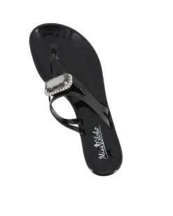 MISS GLOBO - Ciabatta infradito nera con diamante