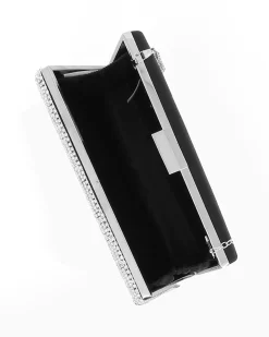 MISS GLOBO - Clutch nera con frange di strass frontali
