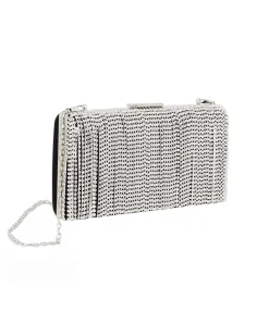 MISS GLOBO - Clutch nera con frange di strass frontali