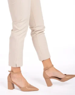 MISS GLOBO - Décolleté beige con sottopiede in memory foam e cinturino alla caviglia, tacco 7CM
