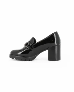 MISS GLOBO - Mocassino nero con moschettone e sottopiede in memory foam
