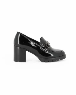 MISS GLOBO - Mocassino nero con moschettone e sottopiede in memory foam