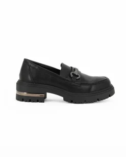 MISS GLOBO - Mocassino nero con morsetto e sottopiede in memory soft