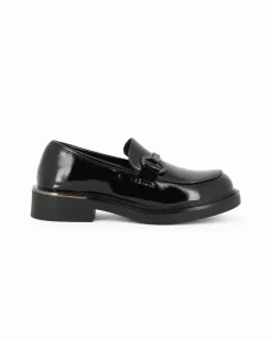 MISS GLOBO - Mocassino nero con moschettone e sottopiede in memory foam