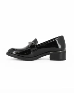 MISS GLOBO - Mocassino nero effetto vernice con morsetto e sottopiede in memory soft
