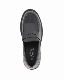 MISS GLOBO - Mocassino nero effetto vernice con sottopiede in memory soft