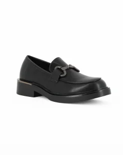 MISS GLOBO - Mocassino nero effetto con morsetto e sottopiede in memory soft