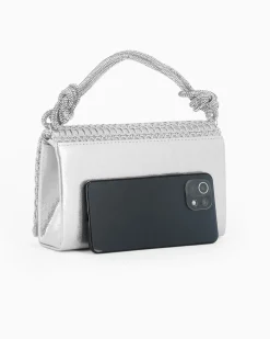 MISS GLOBO - Pochette argento con patta e manico in strass