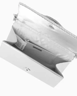 MISS GLOBO - Pochette argento con patta e manico in strass