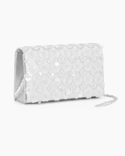 MISS GLOBO - Pochette argento con patta e paillettes, tracollina removibile