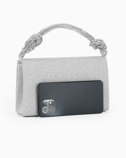 MISS GLOBO - Pochette argento in lurex con manico in strass