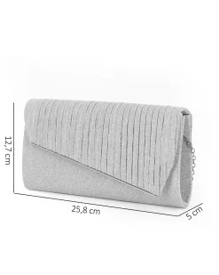 MISS GLOBO - Pochette argento in lurex con patta effetto onde e taglio diagonale