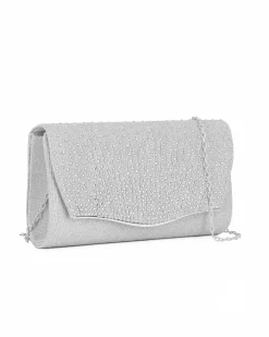 MISS GLOBO - Pochette argento in lurex con strass sulla patta