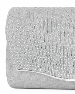 MISS GLOBO - Pochette argento in lurex con strass sulla patta