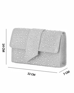 MISS GLOBO - Pochette argento tutta strass con patta