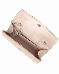 MISS GLOBO - Pochette beige con patta e dettaglio in metallo oro