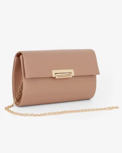 MISS GLOBO - Pochette beige con patta e chiusura metallica a incastro