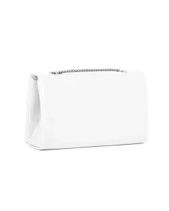 MISS GLOBO - Pochette bianca in vernice con patta e chiusura a girello